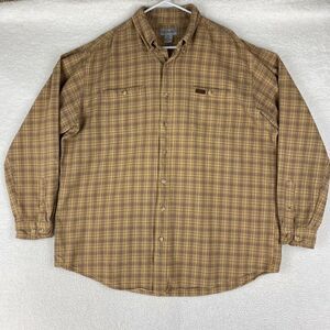 Carhartt Shirt Mens Size XLT Tall‎ Tan Yellow Plaid Button Down Workwear